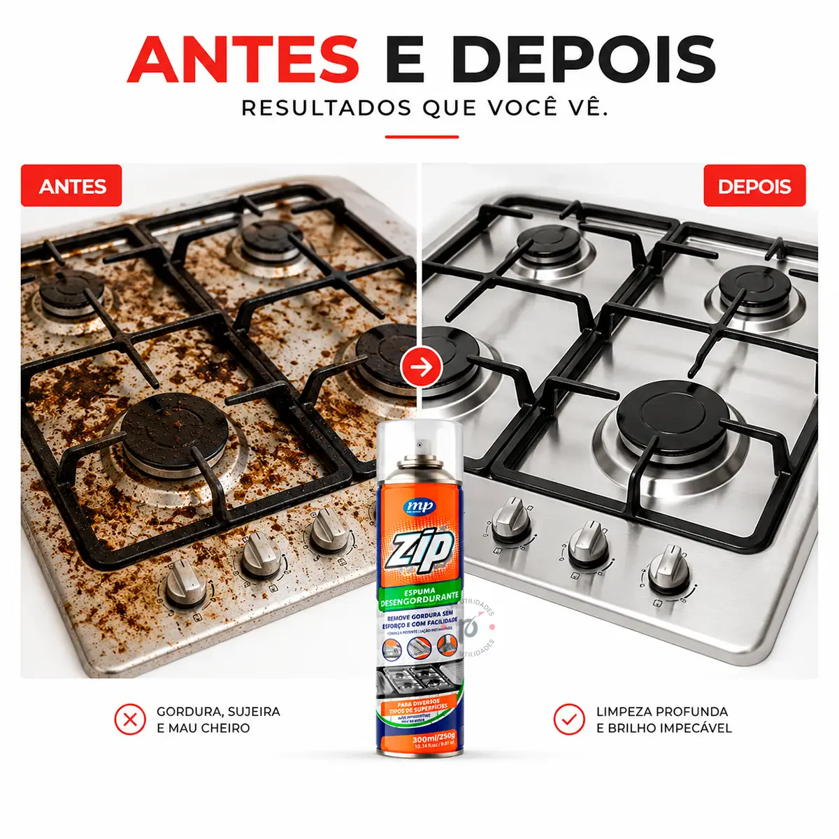 Fogão antes e depois